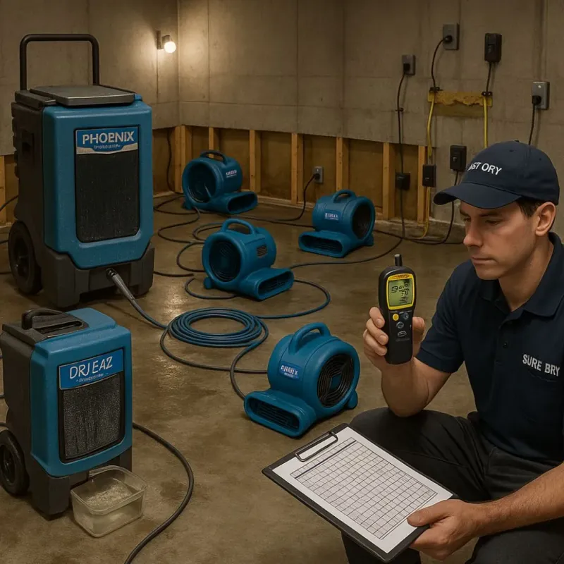 Structural Drying and Dehumidification process in Orange, CT